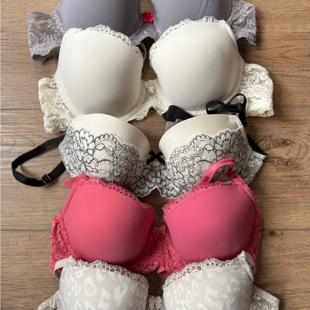 Women’s Lace Push-Up Bra - Pink, Ivory, Gray